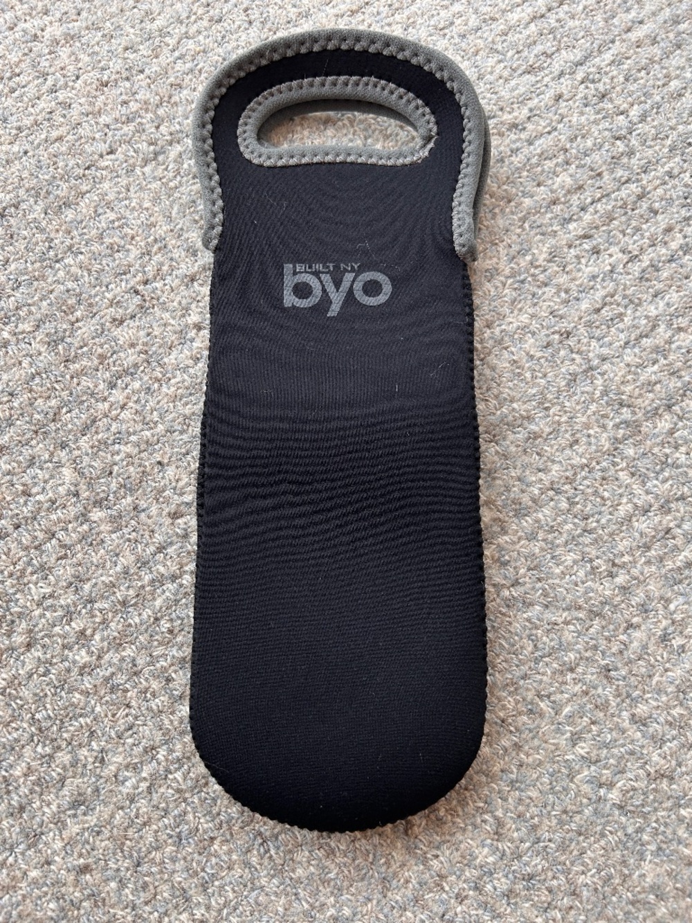 Built NY BYO Wine holder neoprene black with gray border on handle